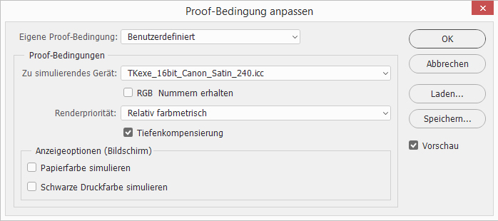 Softproof unprofilierter Print